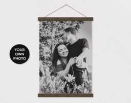 Custom Black & White Photo Printed On Canvas With Wood Poster Scroll Frame - Your Own Photo - Family Room Decor - Photo-Pix - thumbnail 1