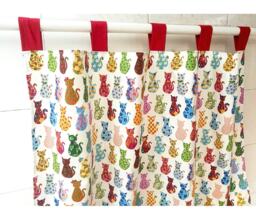 Cafe Curtain Window Valance/Window Treatment/Kids Nursery, Children Playroom/Bathroom Panel/Cat Lover Gift-Flower Kitten Cat, Freegift - thumbnail 1