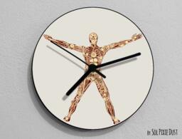 Funny Robot Vitruvian Man 3, Leonardo Da Vinci, Anatomy, Da Vinci Drawing, Illustration, - Wall Clock - thumbnail 1