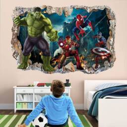 Superhero Wall Decal Sticker Mural Poster Print Art Spiderman Iron Man Hulk Captain America Avengers - thumbnail 1