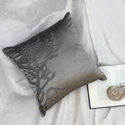 Gray Silver Beaded Sea Creature Art Silk, Beach Style Throw Pillow Cover/Euro Sham - Coral Adornment - thumbnail 3