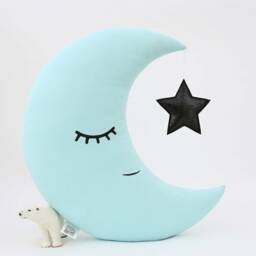 Mint Blue Crescent Moon Cushion For Nursery Decor, Baby Shower Gift Idea Dreamy Pillow Newborn Girl Infant Boy Bed Kids Teepee Children - thumbnail 3