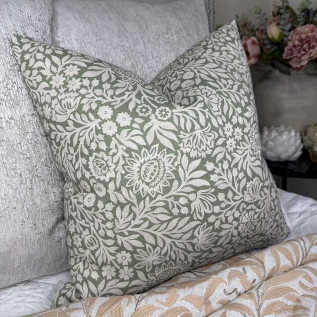 Hidcote Weave Cushion Cover Green Textured Fabric Double-Sided Pillow Cover, Recycled Polyester Handmade in UK - image 1
