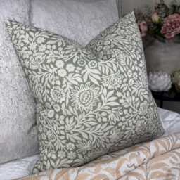 Hidcote Weave Cushion Cover Green Textured Fabric Double-Sided Pillow Cover, Recycled Polyester Handmade in UK