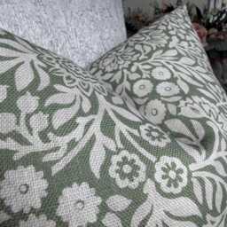 Hidcote Weave Cushion Cover Green Textured Fabric Double-Sided Pillow Cover, Recycled Polyester Handmade in UK - thumbnail 2