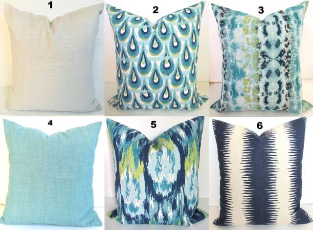 Turquoise Pillows Teal Blue Throw Pillow Covers Navy All Sizes Lime Green Home Decor - image 1