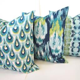 Turquoise Pillows Teal Blue Throw Pillow Covers Navy All Sizes Lime Green Home Decor - thumbnail 2