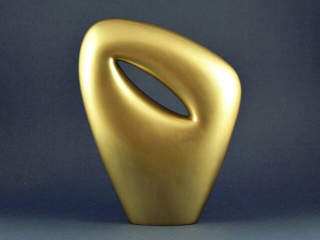 Minimalist Brass Gilded Sculpture - Abstract Modern For Table, Shelf Or Top Desk Decor Metal 3D Contemporary Art - image 1