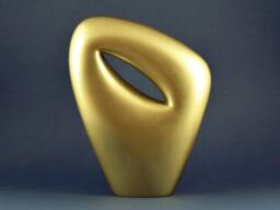 Minimalist Brass Gilded Sculpture - Abstract Modern For Table, Shelf Or Top Desk Decor Metal 3D Contemporary Art - thumbnail 1