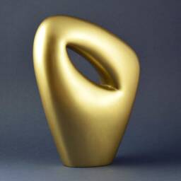 Minimalist Brass Gilded Sculpture - Abstract Modern For Table, Shelf Or Top Desk Decor Metal 3D Contemporary Art - thumbnail 3