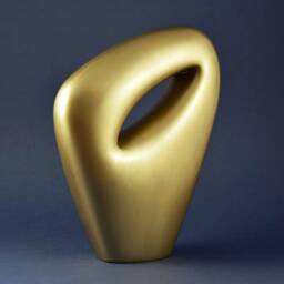 Minimalist Brass Gilded Sculpture - Abstract Modern For Table, Shelf Or Top Desk Decor Metal 3D Contemporary Art - thumbnail 4