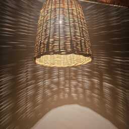 Wicker Boho Pendant Light, Straw Lampshade - thumbnail 3