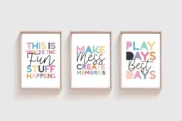 Set Of 3 Playroom Prints, Girls Nursery Wall Art, Decor, Bedroom Decor - thumbnail 1