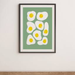 Fried Eggs Unframed Print - Food Food Poster Kitchen Wall Art Prints Colourful Wonky Egg - thumbnail 3