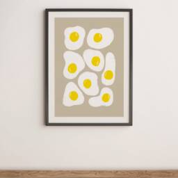 Fried Eggs Unframed Print - Food Food Poster Kitchen Wall Art Prints Colourful Wonky Egg - thumbnail 2