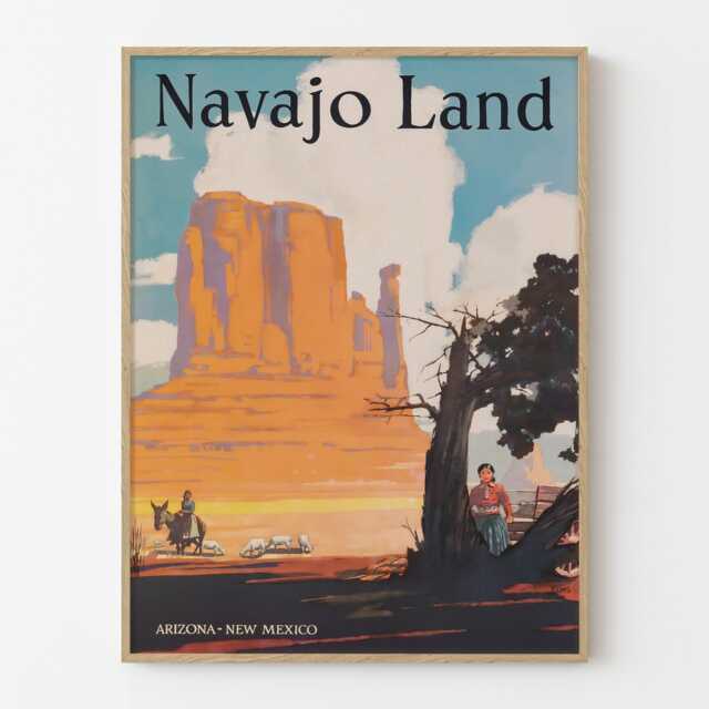 Navajo Land Poster Vintage Arizona New Mexico Desert Wall Art Print - image 1