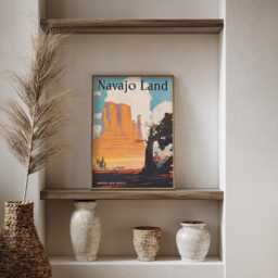 Navajo Land Poster Vintage Arizona New Mexico Desert Wall Art Print - thumbnail 3