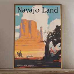 Navajo Land Poster Vintage Arizona New Mexico Desert Wall Art Print - thumbnail 2