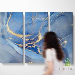 Abstract Blue Gold Marble Canvas Art Split Panel Wall Print Picture Home Decor -C307 - thumbnail 2