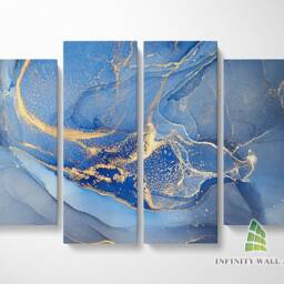Abstract Blue Gold Marble Canvas Art Split Panel Wall Print Picture Home Decor -C307 - thumbnail 3
