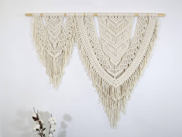 "Asymmetrical Macrame Wall Hanging Bohemian Decor - 39"" X 34" - image 1