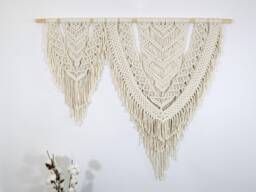 "Asymmetrical Macrame Wall Hanging Bohemian Decor - 39"" X 34" - thumbnail 1