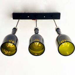 Champagne Bottle Industrial Light Fixture - Chandelier Ceiling Lamp Made From Repurposed For Home, Restaurant & Bar Island - thumbnail 3