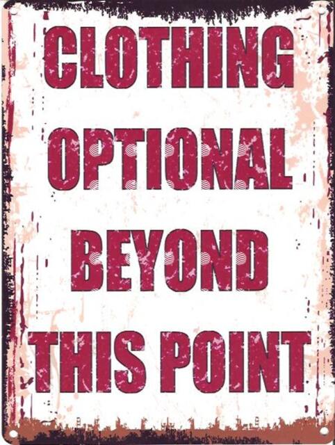 Clothing Optional Metal Sign Retro Funny Wall Decor