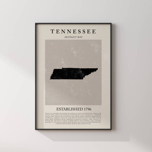 Abstract Tennessee Map Vintage Wall Art Print Us State - United States Of America Usa Travel Poster - image 1