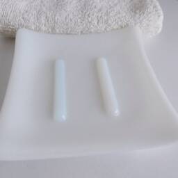 Fused Glass Square Soap Dish in Opaque White - thumbnail 2