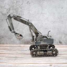 Scrap Metal Excavator Sculpture, Handmade Backhoe Loader Model, Geek Valentine Gifts - thumbnail 2