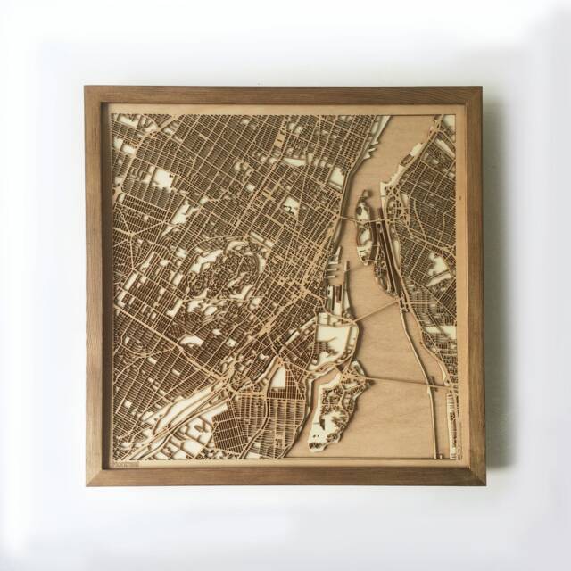 Montreal Wooden Map Art - Laser Cut City Streets, Framed Wall Decor - image 1