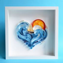 Sailor's Heart Quilling Paper Wall Art, 3D Ship, Framed - thumbnail 2