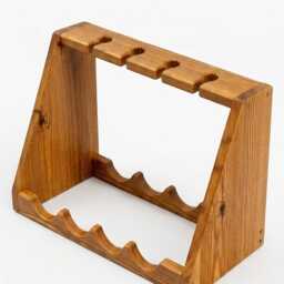 Wooden Wine Rack With Glass Holder, Handmade 4 Bottle Countertop Rack, Custom Wood Storage, Rustic Kitchen Bar Gift - thumbnail 4