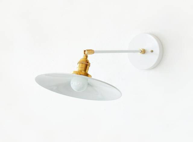 Industrial White Metal Shade Wall Sconce Lamp Adjustable Fixture Light Kitchen Lighting - image 1