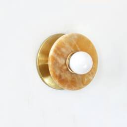 Onyx Marble & Brass Minimalist Sconce Light Vanity Lighting Bathroom Fixture Foyer Bedside Lamp - thumbnail 3
