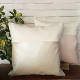 Pearl Faux Leather Pillow Cover Rose Cream & White Home Decor - thumbnail 2