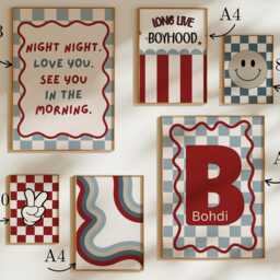 Childrens Wall Prints, Personalised Set Of 6 Toddler Room Gift, Playroom Nursery Gallery Posters - thumbnail 2