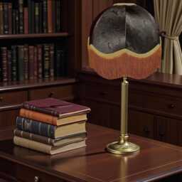Black Paisley Fabric Lampshade With Gold Fringe Handmade in The UK For Table & Floor Standard Lamp Shades, Ceiling Lights - thumbnail 3
