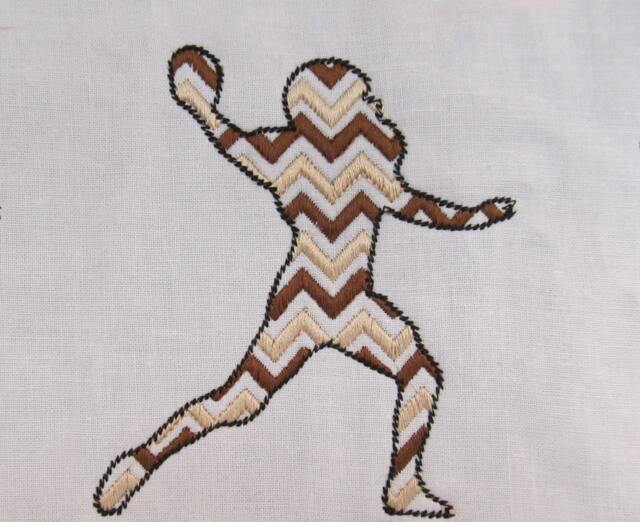 Football Player Silhouette Chevron Monogram Bx Also All Other - .pes .hus .dst .vp3 .vip .xxx .exp . Jef - Embroidery Design - image 1