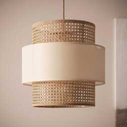 Lilian Rattan Cane Pendant Lampshade - Boho Chic Woven Light Fixture - thumbnail 2