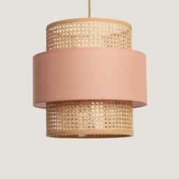 Lilian Rattan Cane Pendant Lampshade - Boho Chic Woven Light Fixture - thumbnail 3