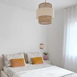 Lilian Rattan Cane Pendant Lampshade - Boho Chic Woven Light Fixture - thumbnail 4