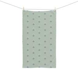 Hand Towel, Boho Floral Block Print, Lavender Coral Mint Green, Flowers Kitchen Bohemian Bathroom Tea Dish Towel - thumbnail 2