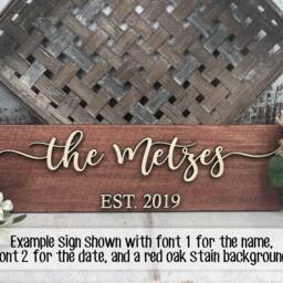 Personalized Family Name Wood Sign, Custom Established Year Wedding Gift For Couple, Last - thumbnail 3