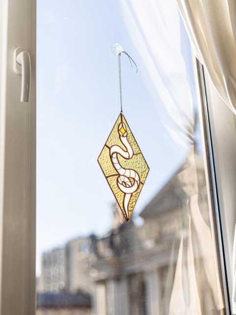 stained Glass Sun Catcher Snake Cobra Decor Suncatcher Picture Window Wall Hangings Fathers Day Gift, Reptile Serpent - image 1