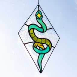 stained Glass Sun Catcher Snake Cobra Decor Suncatcher Picture Window Wall Hangings Fathers Day Gift, Reptile Serpent - thumbnail 4