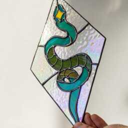 stained Glass Sun Catcher Snake Cobra Decor Suncatcher Picture Window Wall Hangings Fathers Day Gift, Reptile Serpent - thumbnail 3