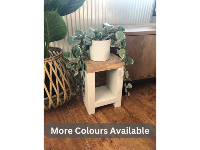 Handmade Mini Rustic Side Table - Two-Tone Plant Stand - image 1