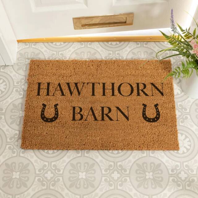 Personalised Horseshoe Coir Indoor Door Mat - 60x40cm Hall Doormat New Home Gift